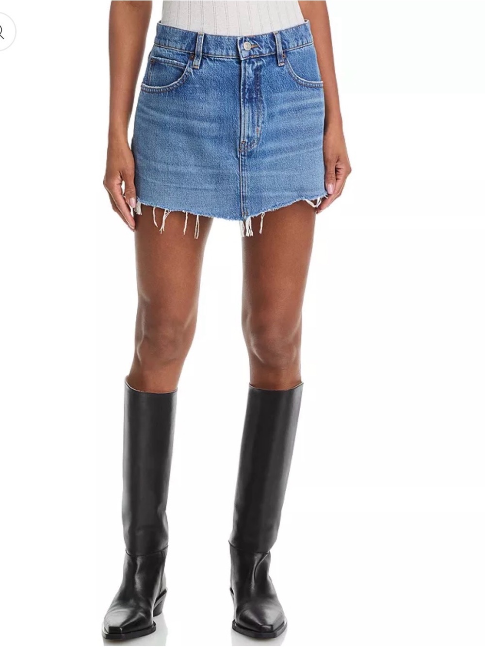 Frame Denim Light Blue Raw Hem Denim Mini Skirt